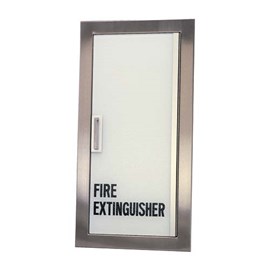 24 x 9.5 Inch Gemini Series Cabinet for up to 5 Lbs ABC Fire Extinguisher -  Semi-Recessed, 2.5 Inch Stainless Steel Trim