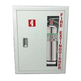 27 x 20 Inch Cabinet for up to Two 20 Lbs ABC Fire Extinguishers - Aluminum Door and Frame, Semi-Recessed, 4 Inch Trim