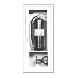 40 x 16 Inch Cabinet for Fire Dept Valve and up to 10 Lbs ABC Extinguisher- Stainless Steel Door and Frame, Semi-Recessed, 1.25 Inch Trim