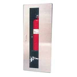 40 x 16 Inch Fire Rated Occult Series Cabinet for Fire Dept Valve and up to 10 Lbs ABC Extinguisher- Brass Door, Recessed, 0.625 Inch Trim