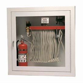 32 x 32 Inch Fire Rated Cabinet for 100 Ft Fire Hose, Rack and Extinguisher- Brass Door and Frame, Recessed